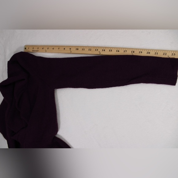 Tweeds 100% Merino Wool Purple Mock V Neck Cardigan‎ A Line Sweater Women Small - Picture 7 of 13